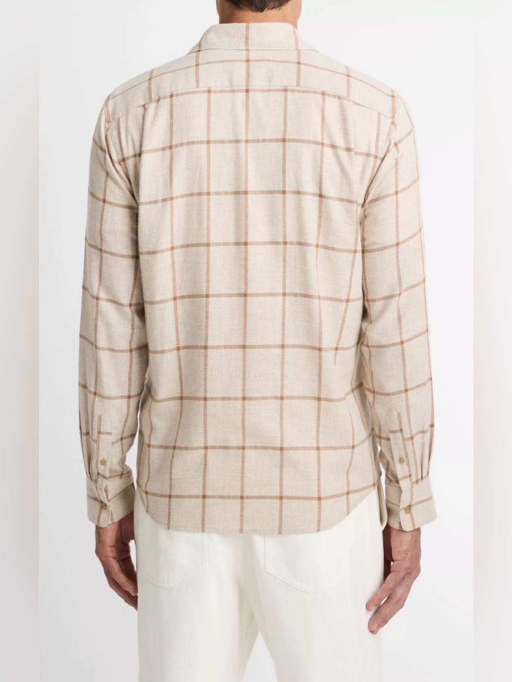 Vince Plaid Brushed Cotton Shirt Oatmeal/Walnut Medium NWT! - Picture 3 of 5